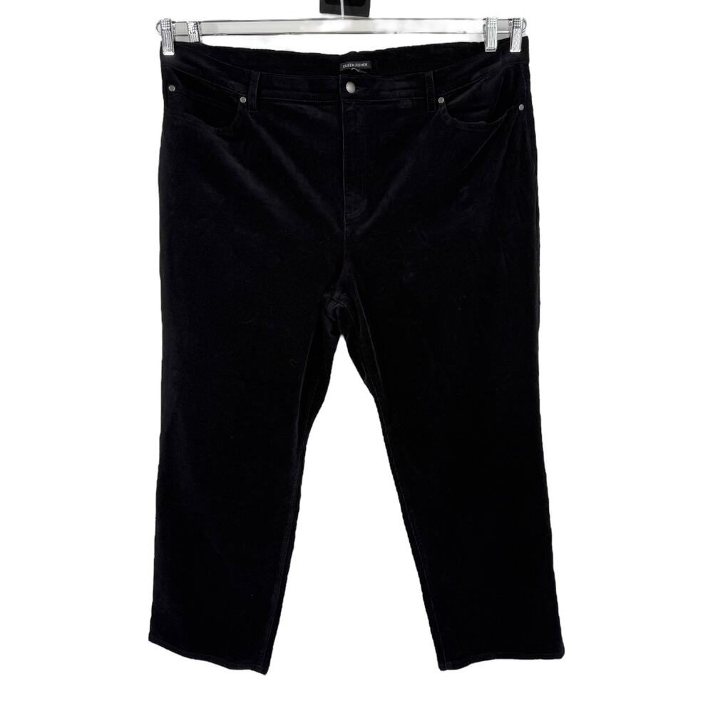 Eileen Fisher pants High Waist Ankle Straight Leg Corduroy black size 2X